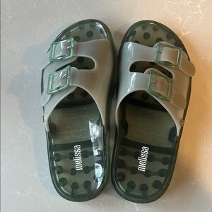 Melissa Kids Gray Slide Sandals with Buckles